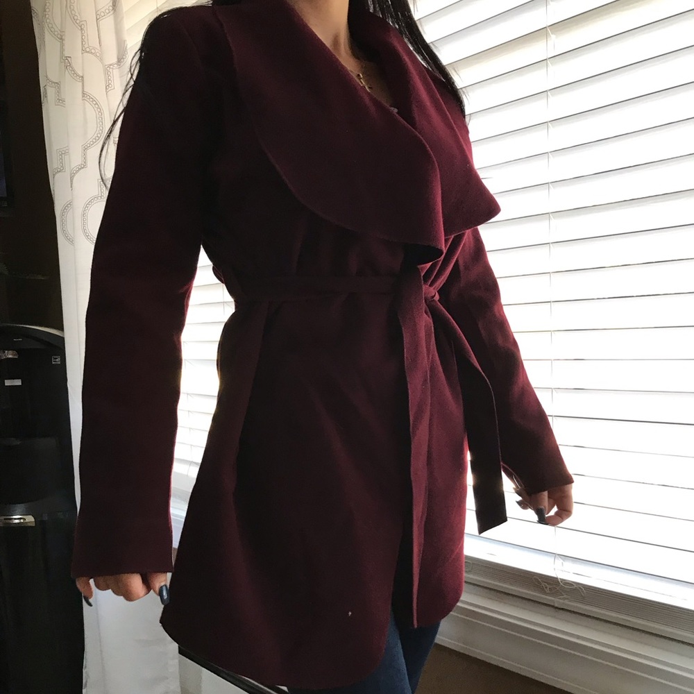 NWOT Burgundy pea coat - Picture 5 of 5